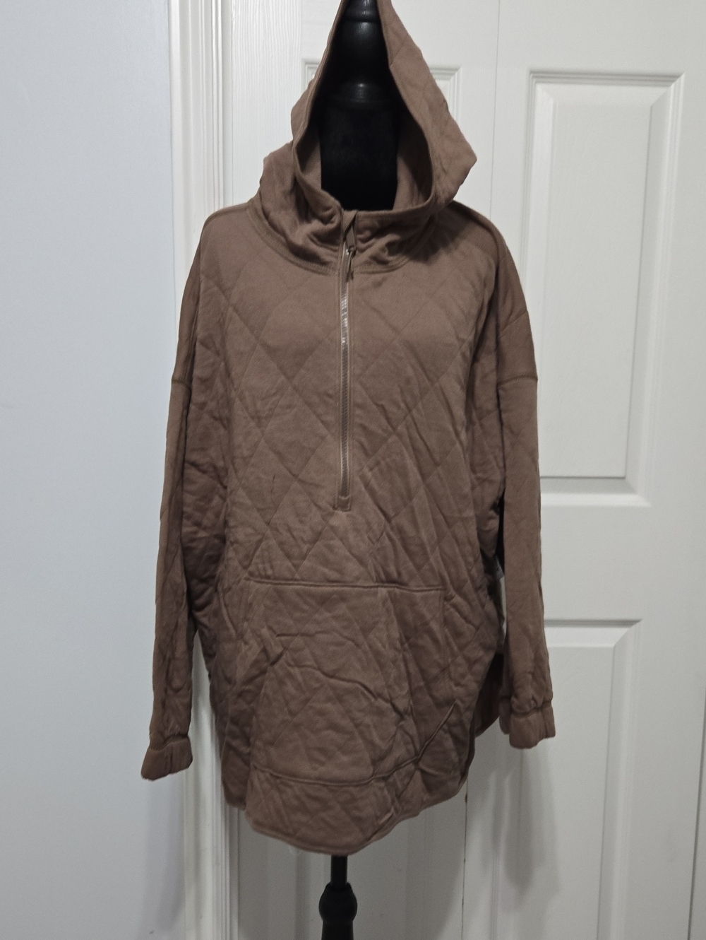 Old Navy Quilted Hooded Pullover Jacket - Taupe